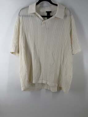 H&M REGULAR mens’s FIT KNITTED POLO SHIRT XXL 100% Cotton White NWT